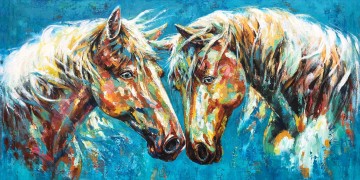 horse cats Painting - Horses in the love